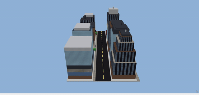 Animated demo of Edifice generating a row of city towers from a split-grammar script